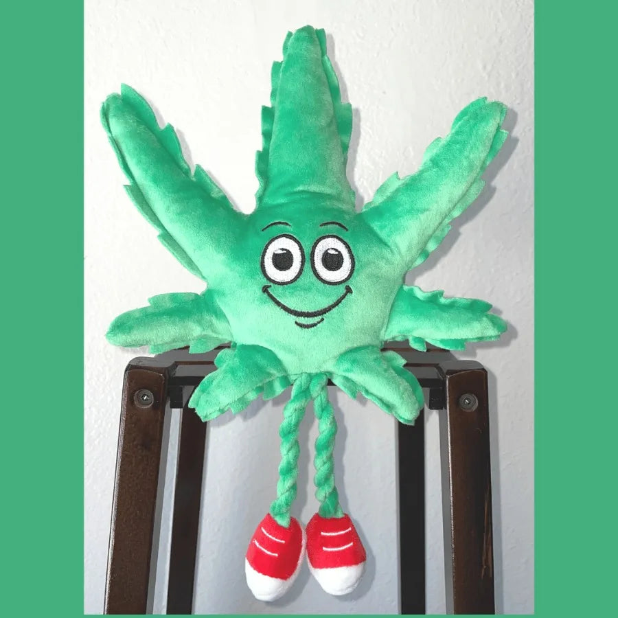 Funny Novelty Weed Leaf Squeaky Dog Toy
