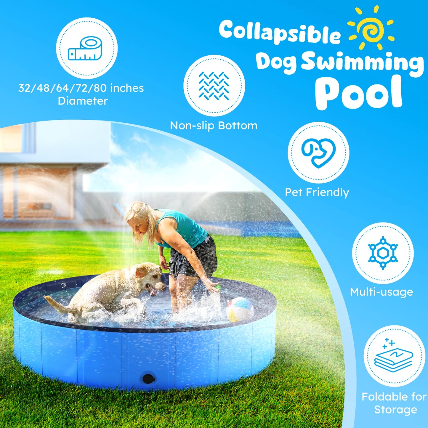 Portable, Collapsible Swimming Pool for Pets