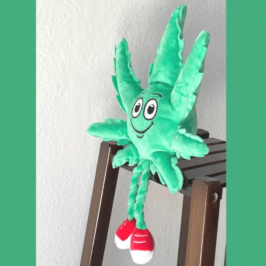 Funny Novelty Weed Leaf Squeaky Dog Toy