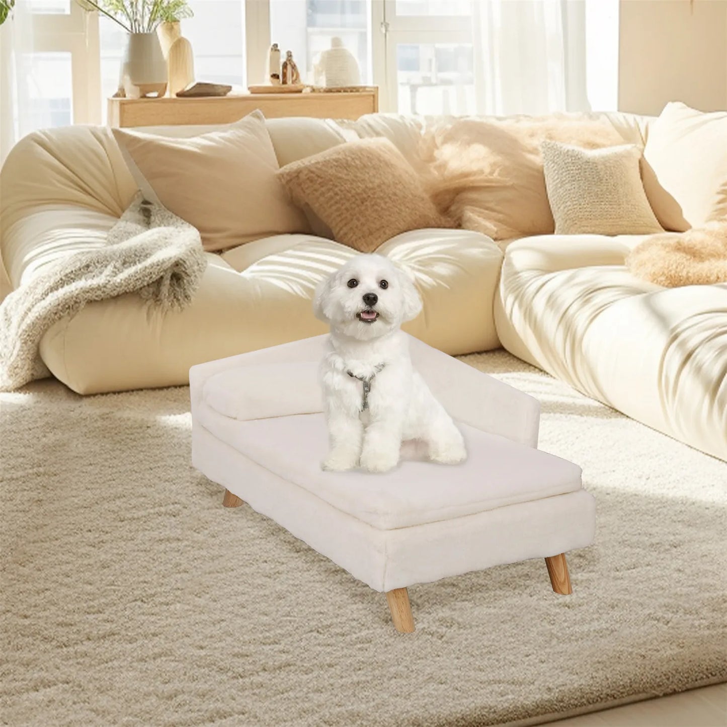 Elevated Sofa Pet Bed with Sturdy Wood Legs
