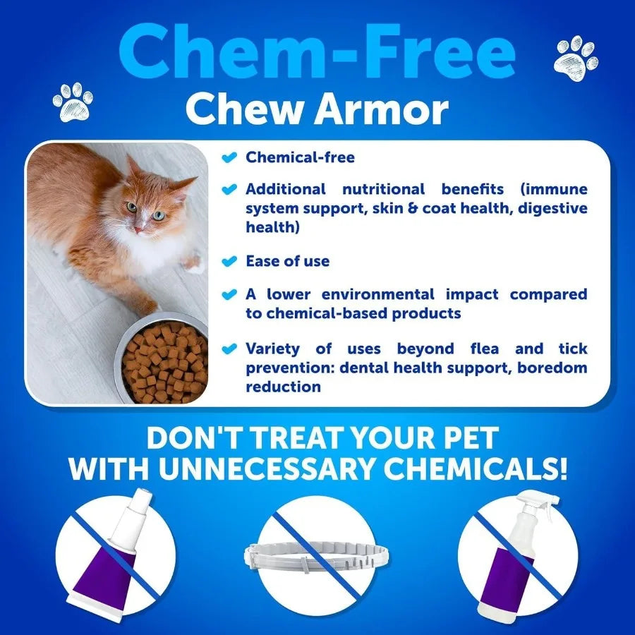 Flea & Tick Supplement, Natural Chews for Cats