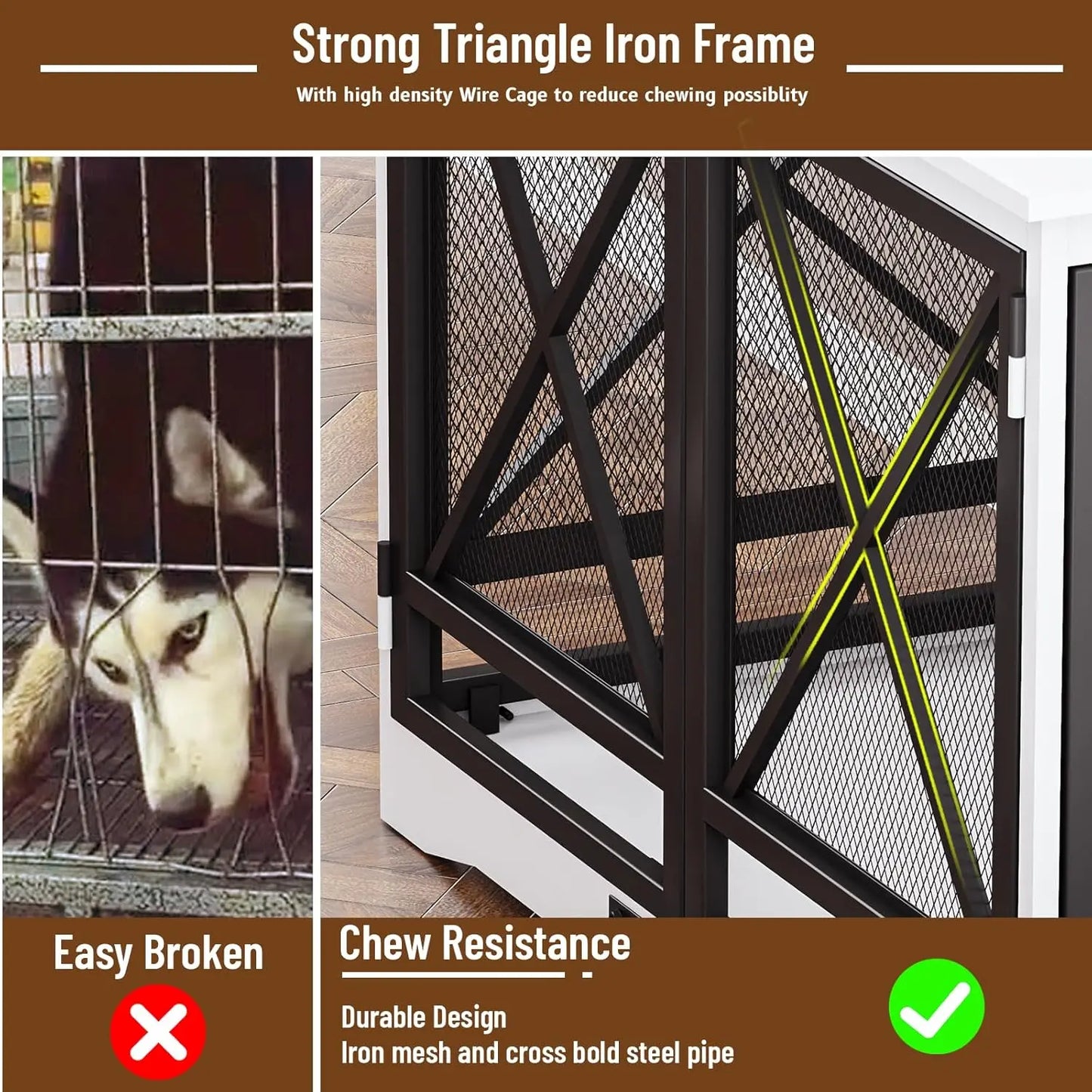 Double Door Wooden Furniture Dog Crate for XL Breeds