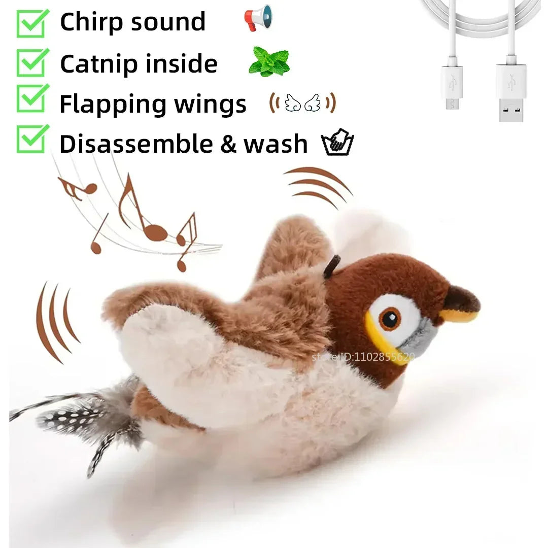 Touch Activated Chirping Bird, Interactive Cat Toy