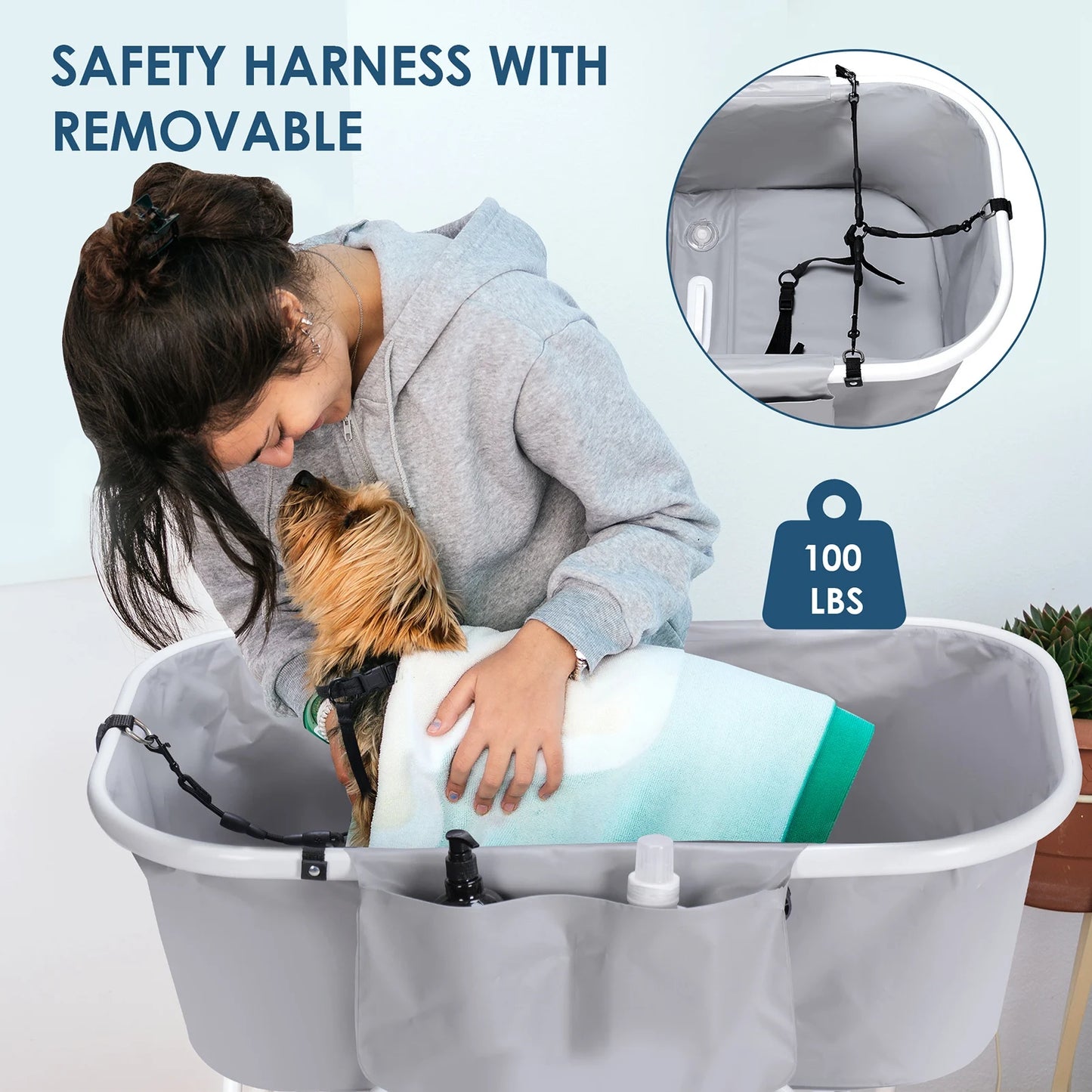 Portable, Foldable Elevated Pet Bathtub for Bathing and Grooming