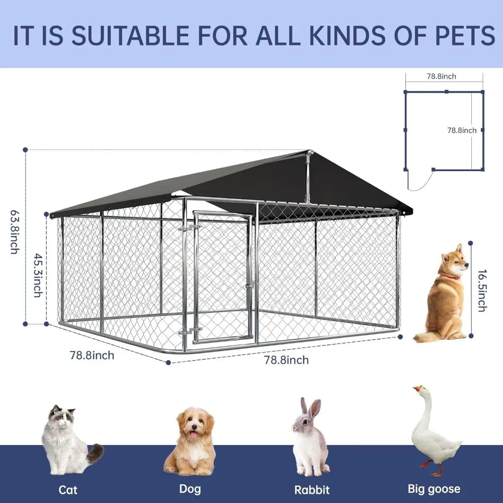 Heavy Duty Outdoor Pet Enclosure with Secure Lock (6.56‘x 6.56’)