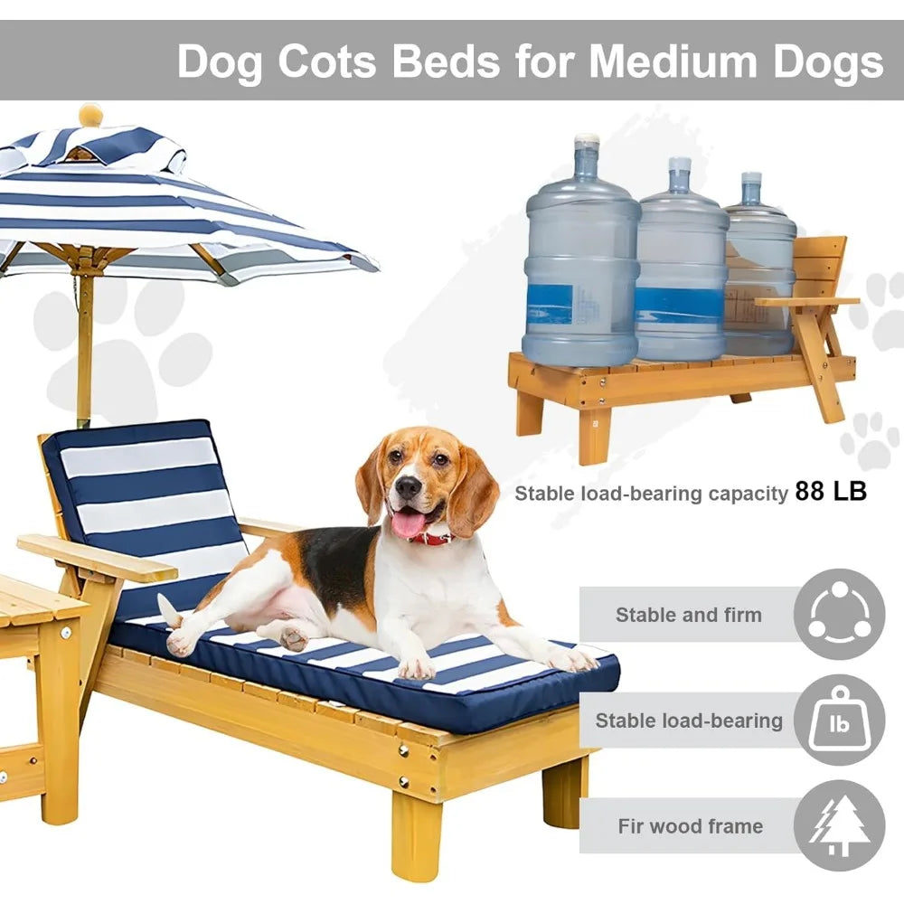 Pet Chaise Lounger with Waterproof Canopy and Removable Cushion