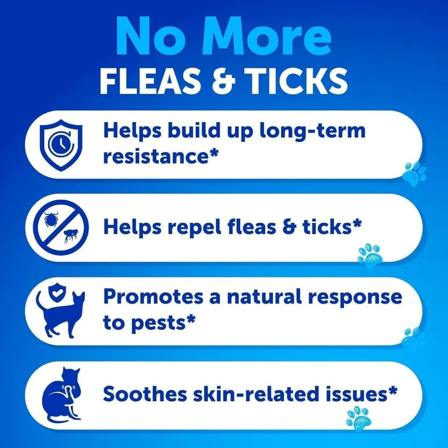 Flea & Tick Supplement, Natural Chews for Cats