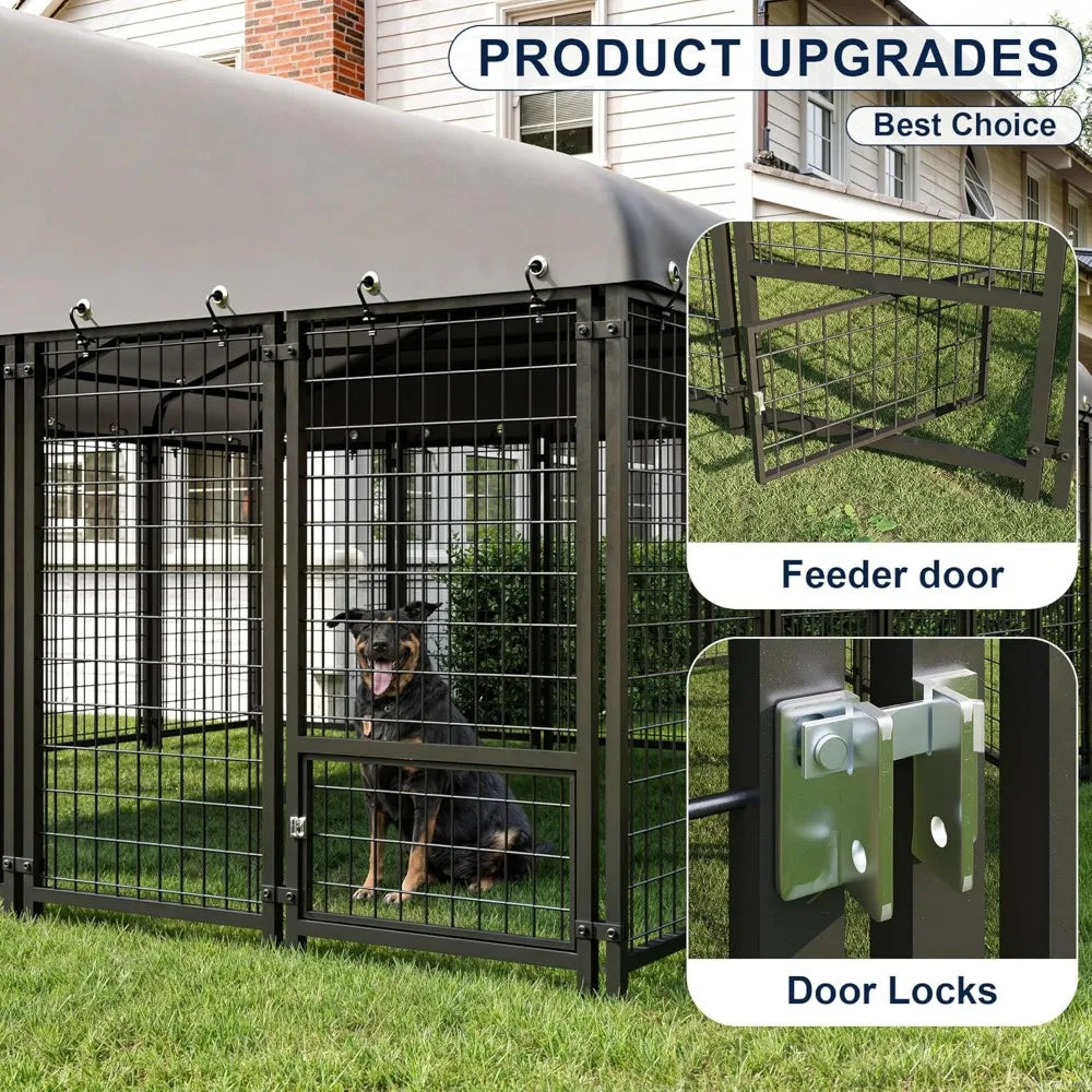 Outside Heavy-Duty Dog Cage with Roof and Double Lock