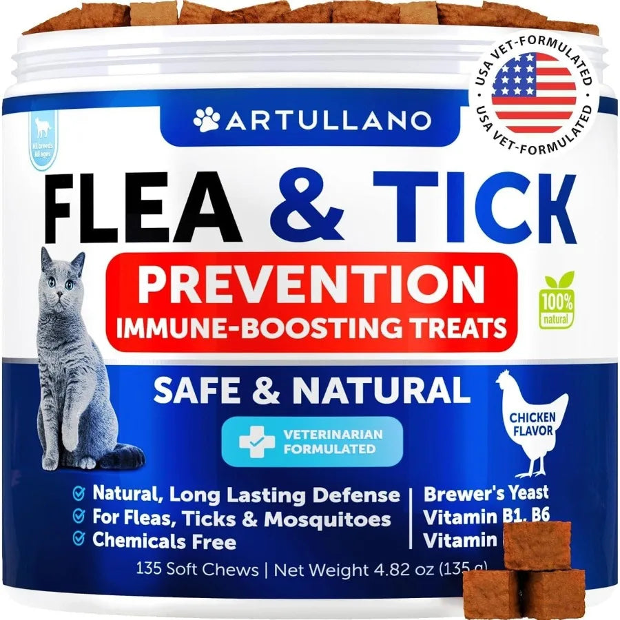 Flea & Tick Supplement, Natural Chews for Cats