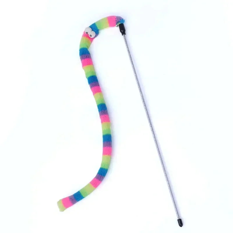 Colorful, Feathery Cat Teaser Wand