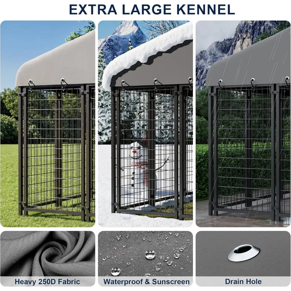 Outside Heavy-Duty Dog Cage with Roof and Double Lock