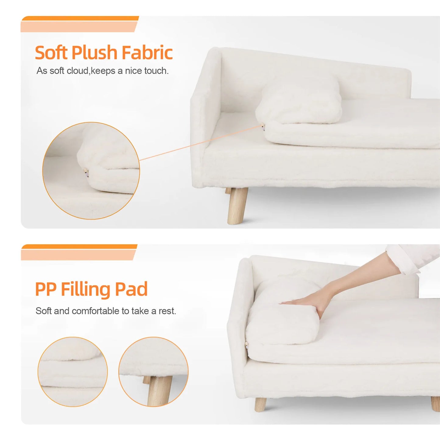 Elevated Sofa Pet Bed with Sturdy Wood Legs