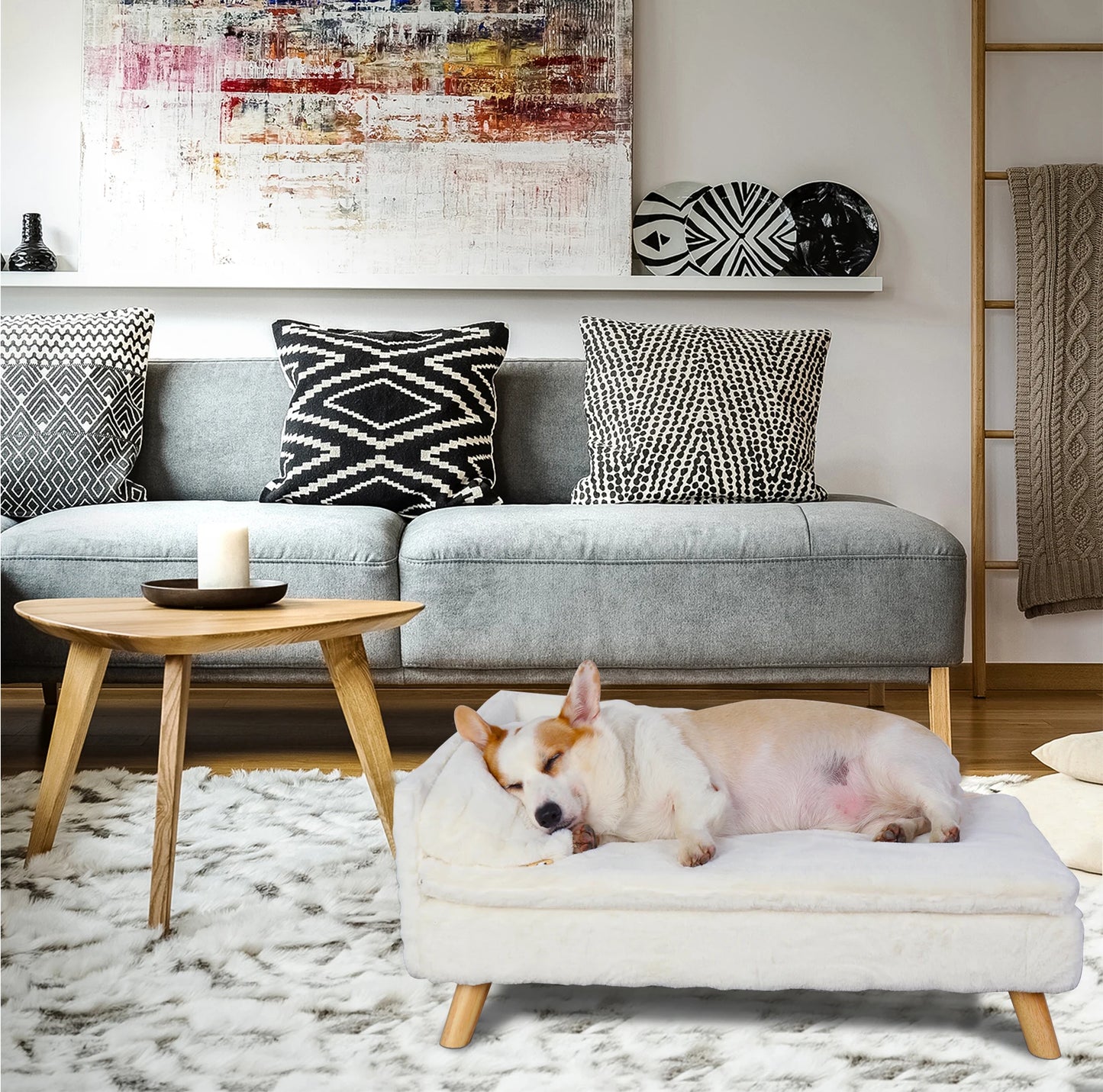 Elevated Sofa Pet Bed with Sturdy Wood Legs