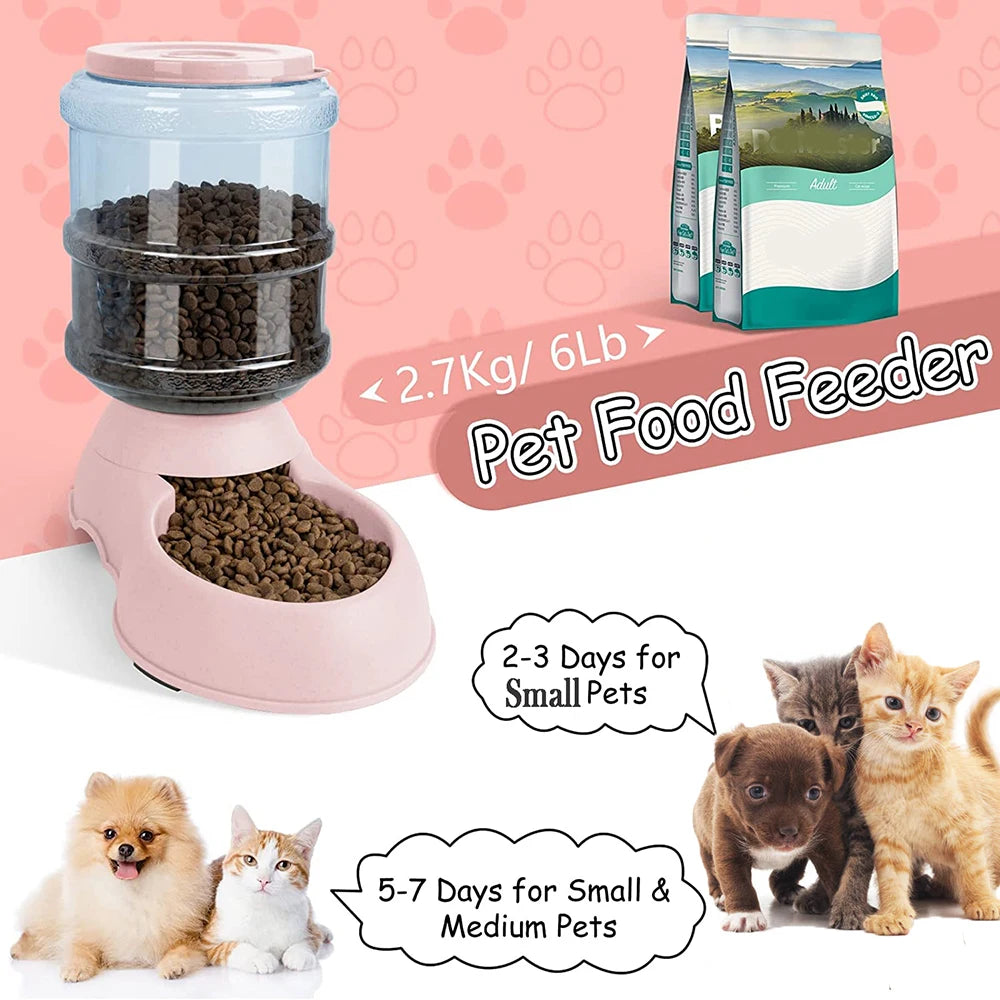 Large Capacity Automatic Food and Water Dispenser for Pets