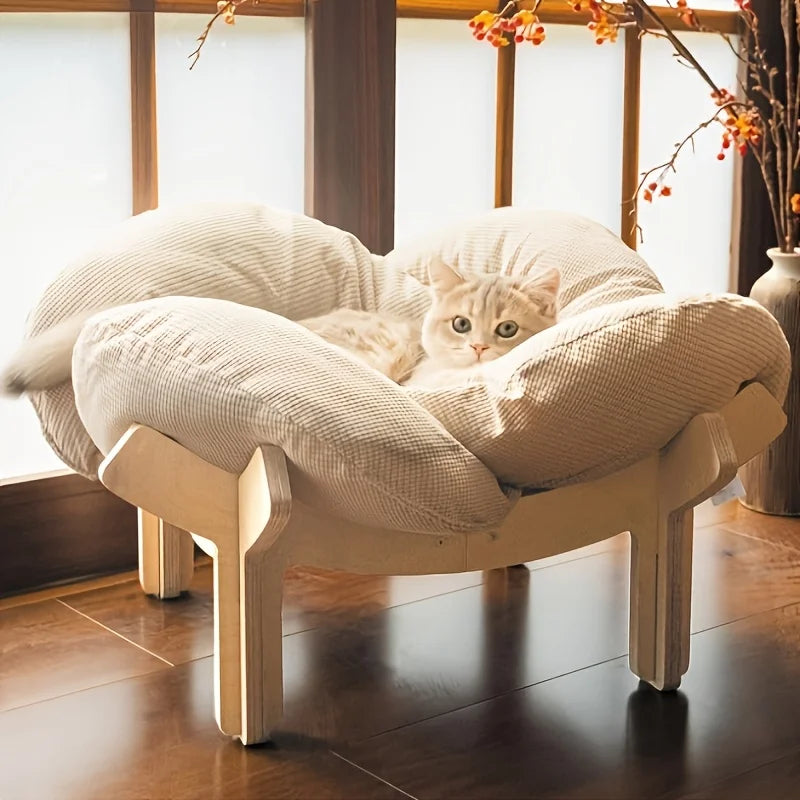 Indoor Wooden Elevated Lounger for Cats/Small Dog