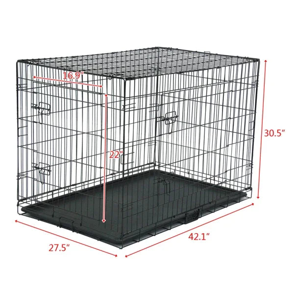 Folding Metal Wire Pet Crate, 42"