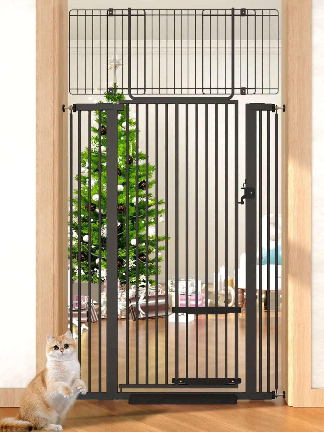 Extra Tall Security Pet Gate w/Cat Door