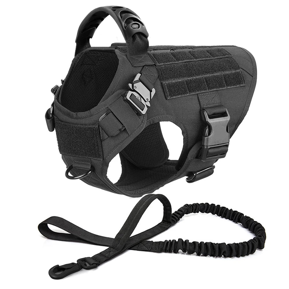 Large Dog Tactical Training Harness and Leash Set