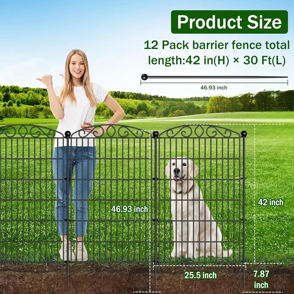 Tall 12 Panel Metal Fencing Animal Barrier with Gate