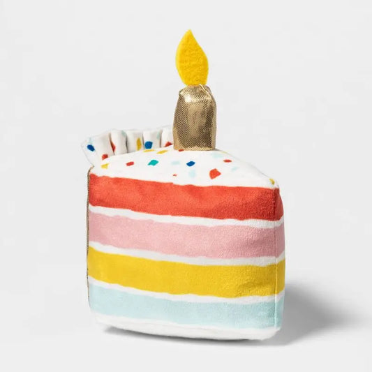 Birthday Cake Plush, Squeaky Crinkle Dog Toy