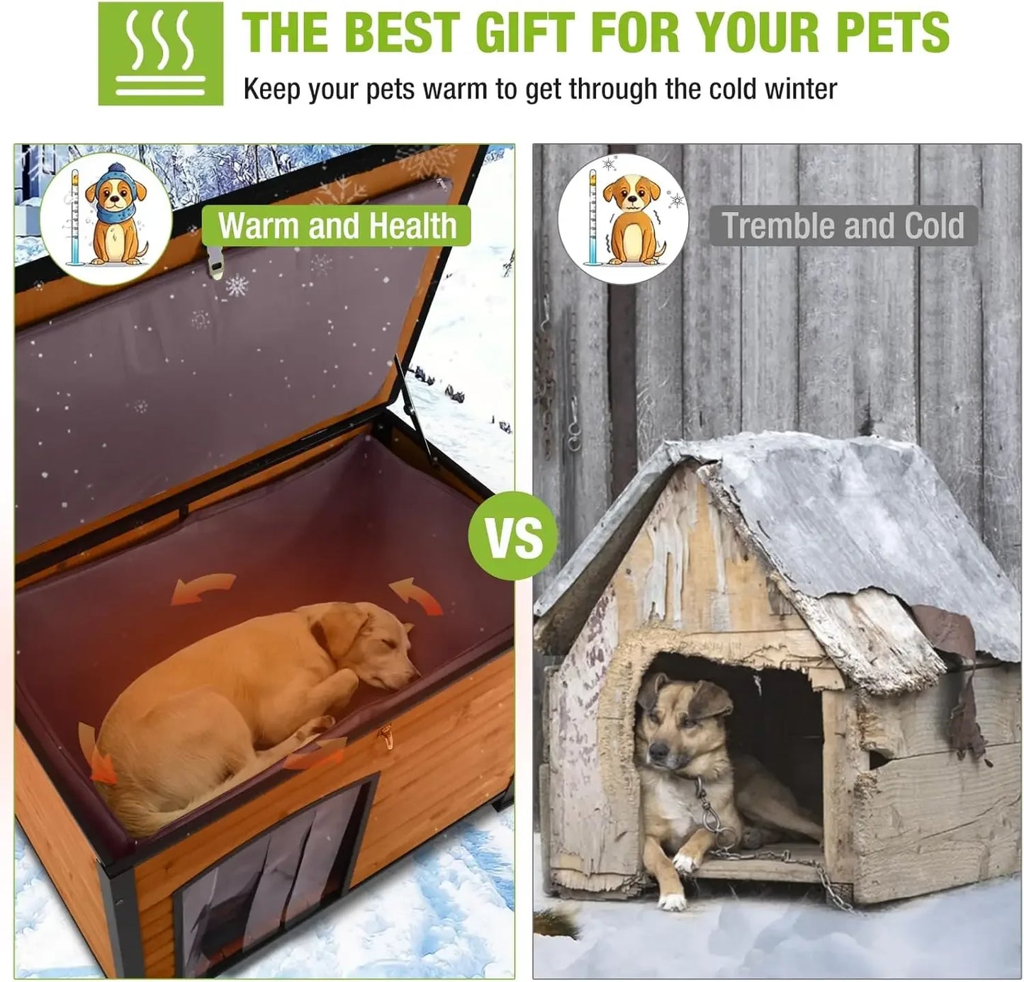 Large Insulated Winter Dog House for Outside
