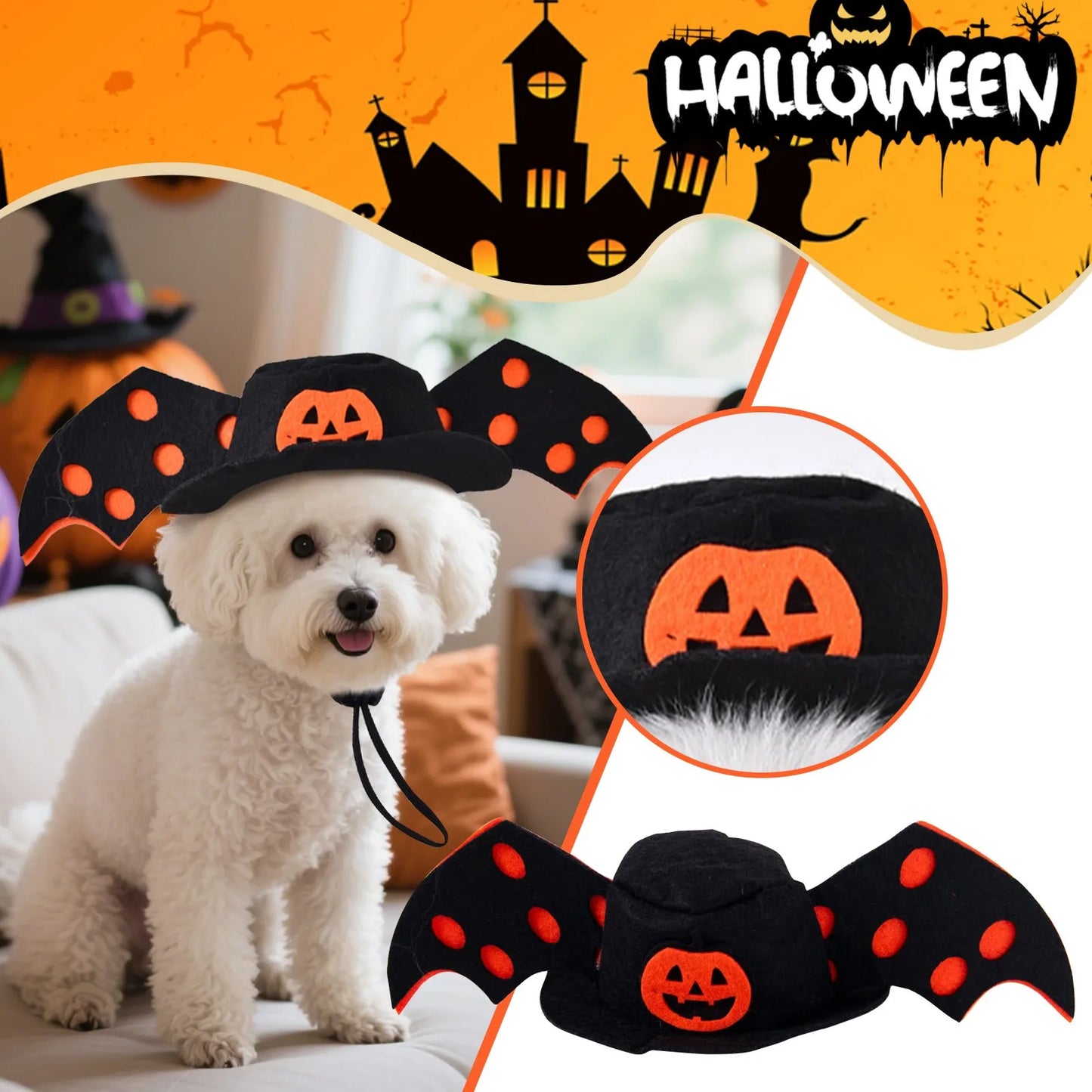 Fashionable Bat Winged Halloween Hat for Pets