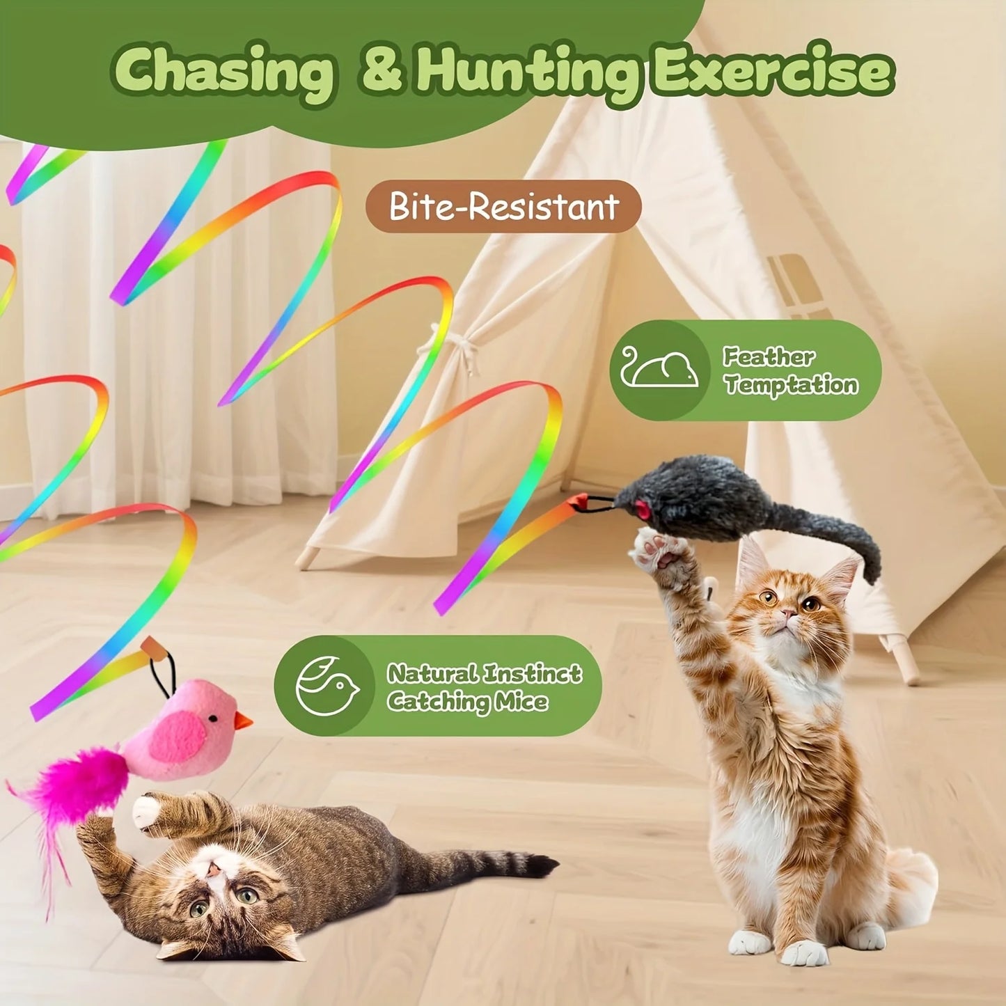 Indoor Wall/Door Mount Adhesive Cat Toy