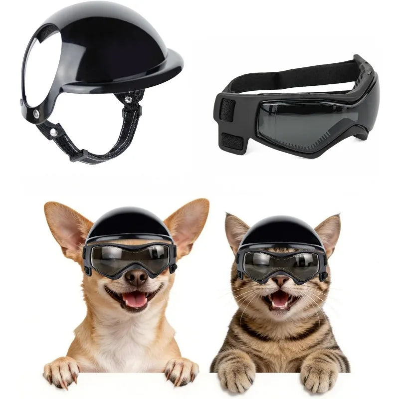 Helmet and Goggles 2pc Set for Small Dogs and Cats