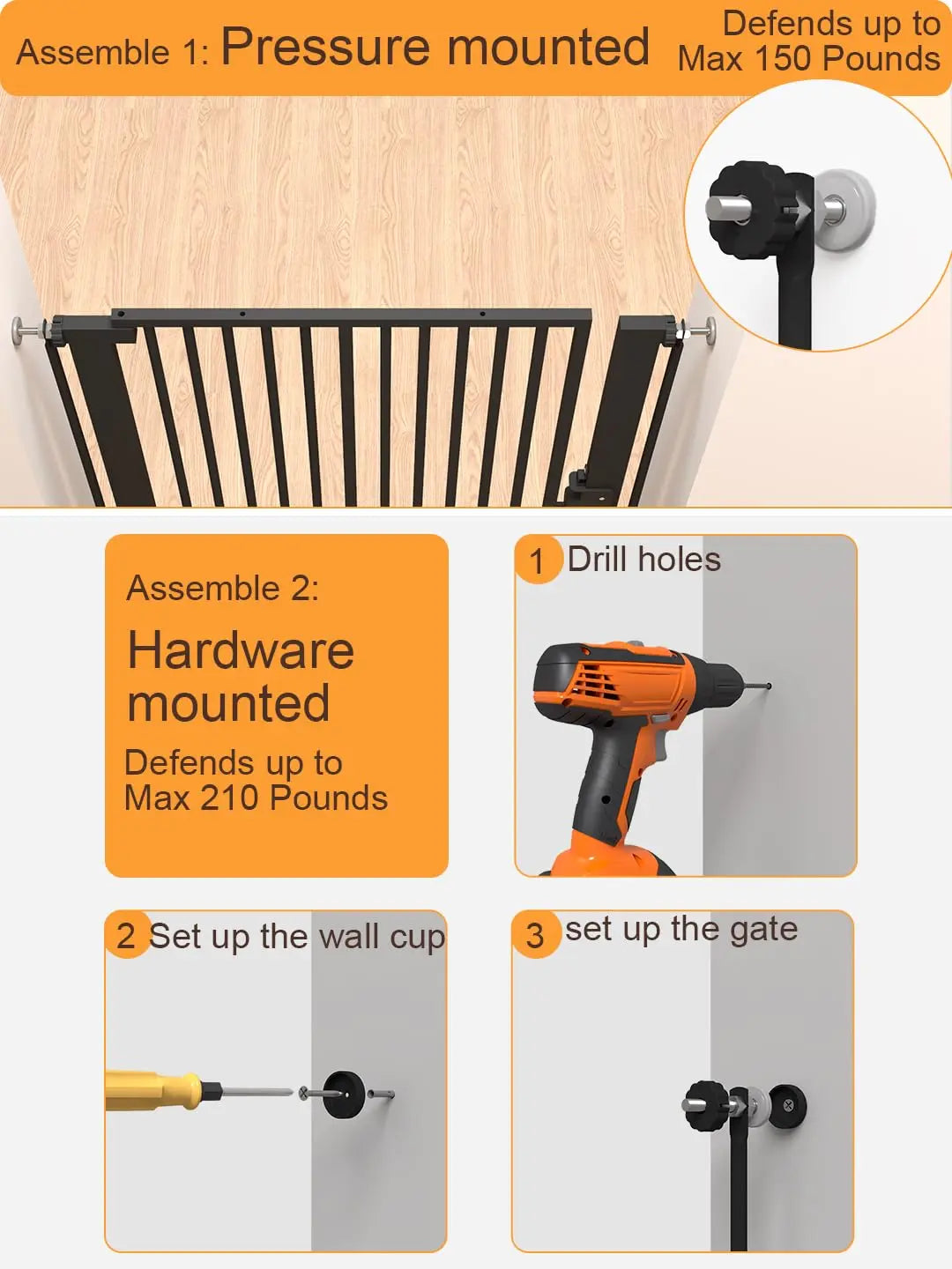 Extra Tall Security Pet Gate w/Cat Door