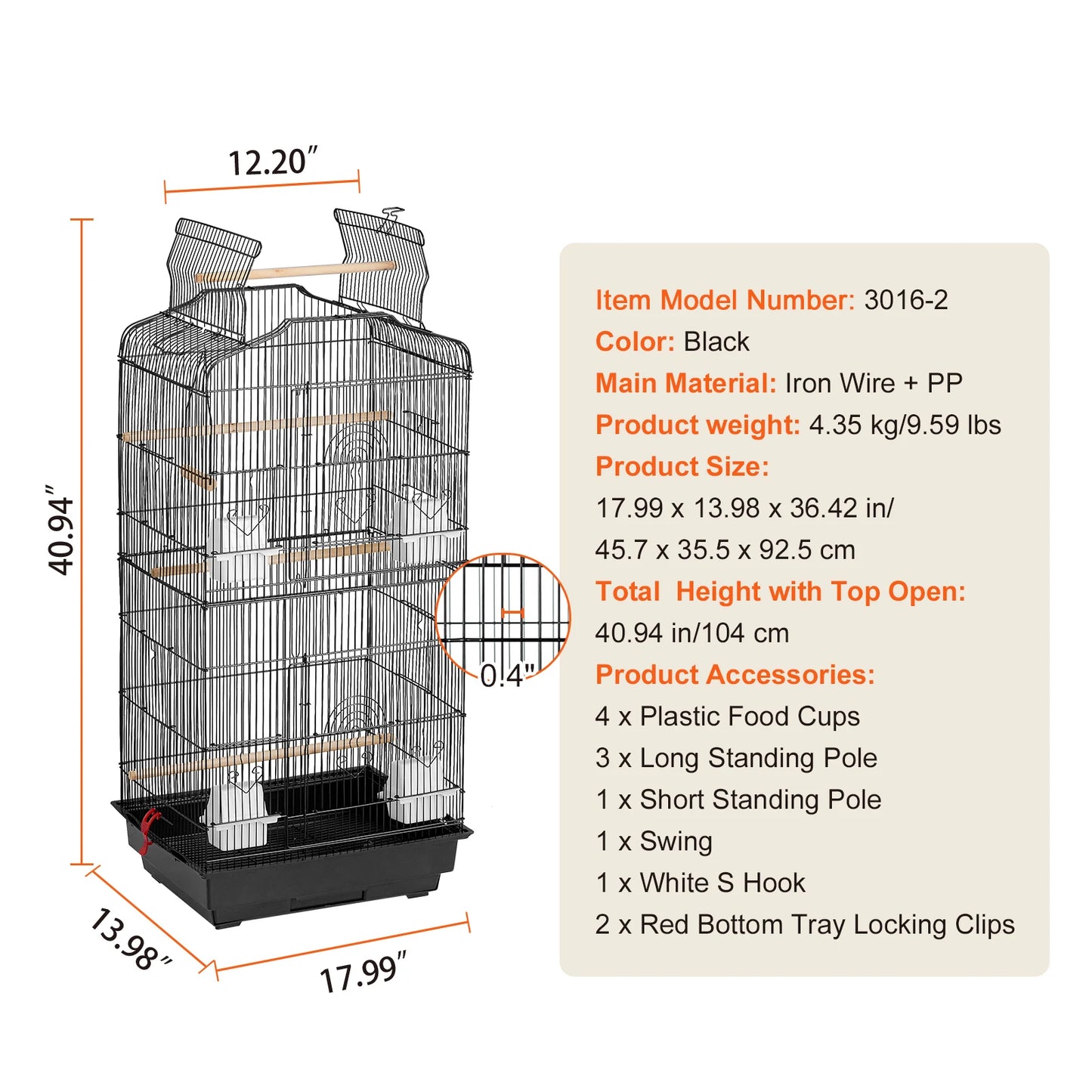 Open Top  Hanging Bird Containment Cage