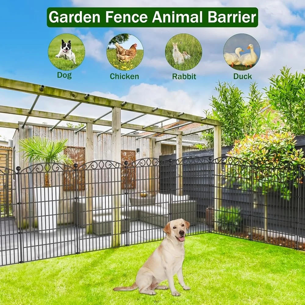 Tall 12 Panel Metal Fencing Animal Barrier with Gate