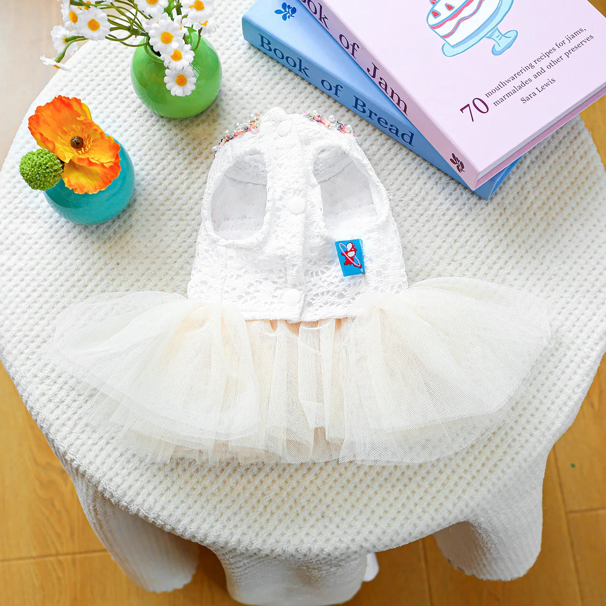 Tutu Dog Dress with a 3D Flower Knot Bow Design