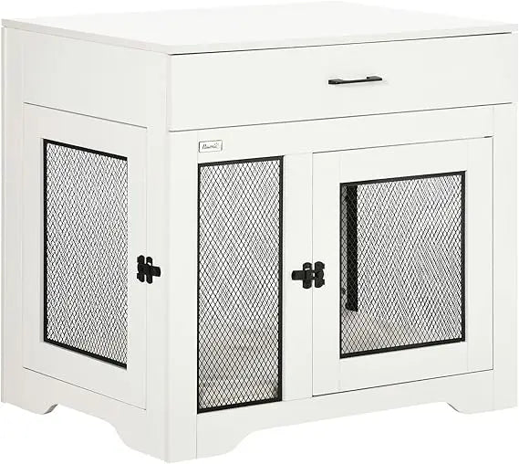 Dog Crate Side Table w/Drawer and Water-Resistant Cushion