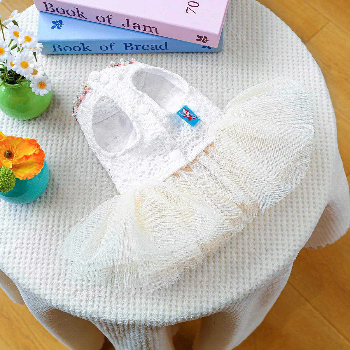 Tutu Dog Dress with a 3D Flower Knot Bow Design