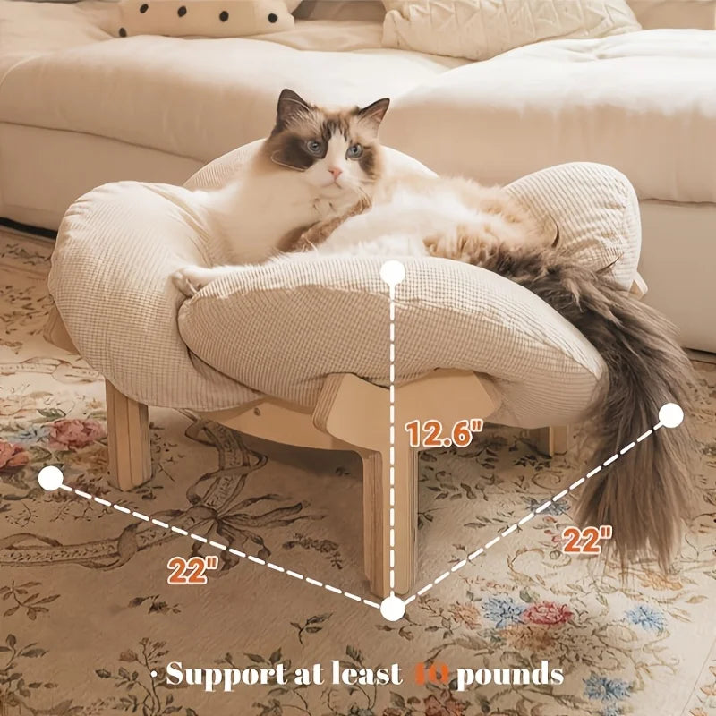 Indoor Wooden Elevated Lounger for Cats/Small Dog