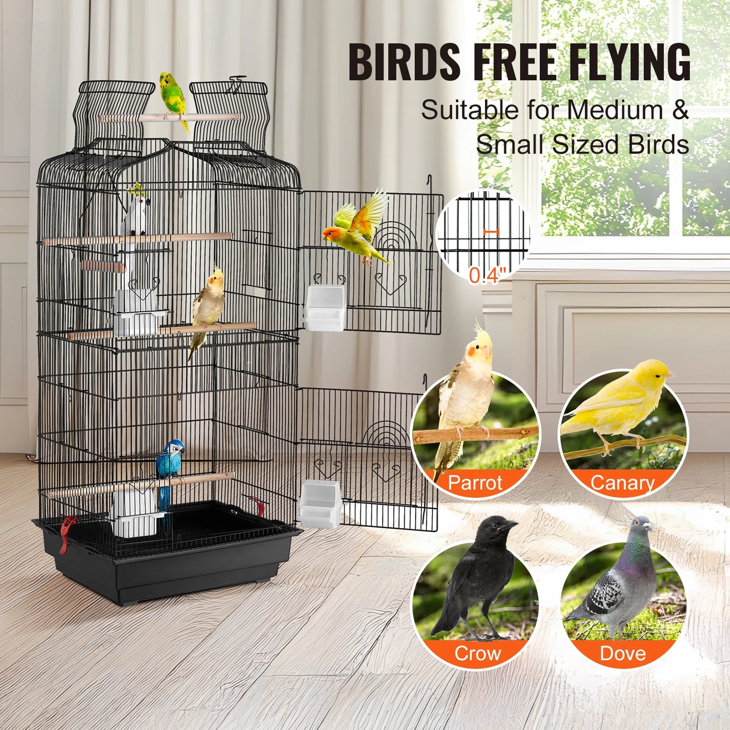 Open Top  Hanging Bird Containment Cage