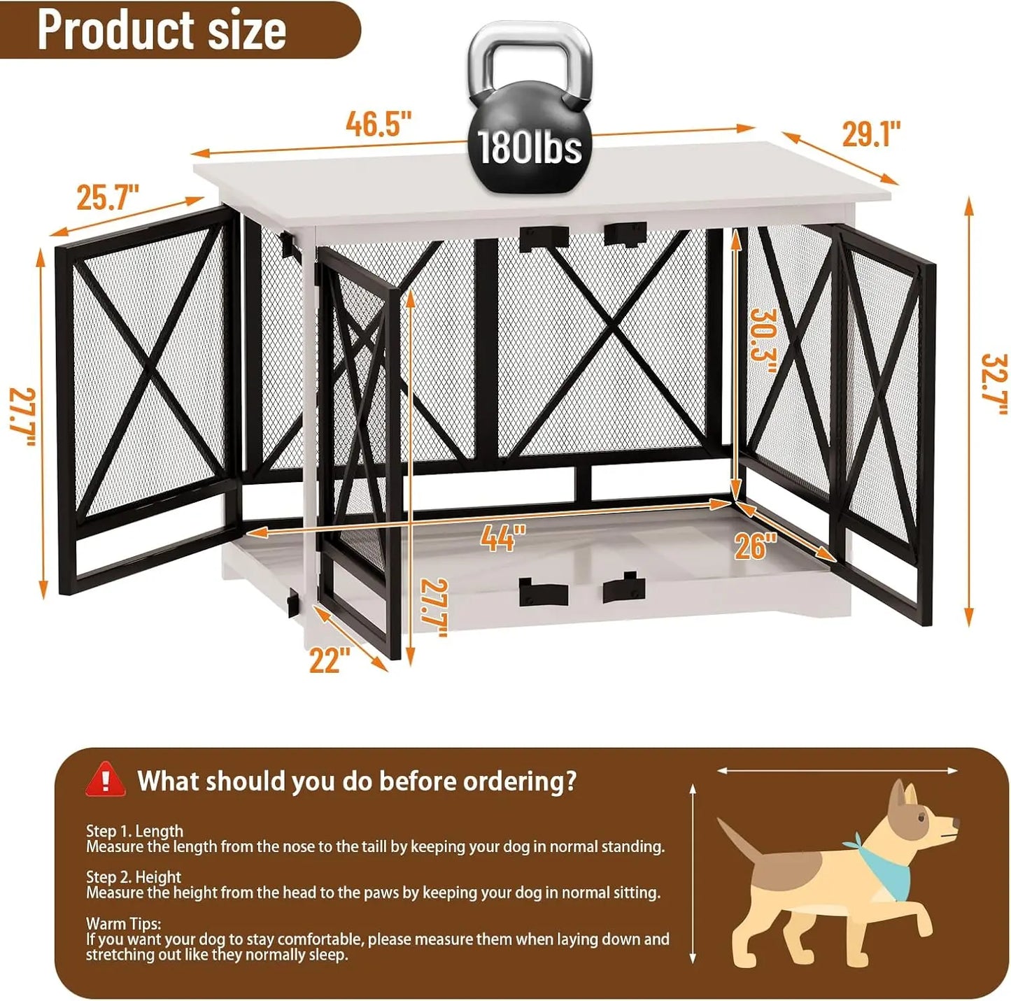 Double Door Wooden Furniture Dog Crate for XL Breeds