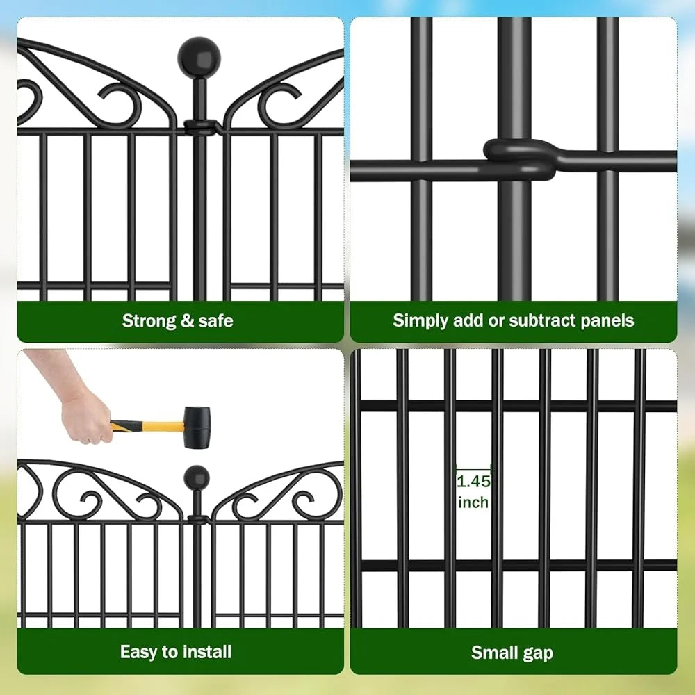 Tall 12 Panel Metal Fencing Animal Barrier with Gate