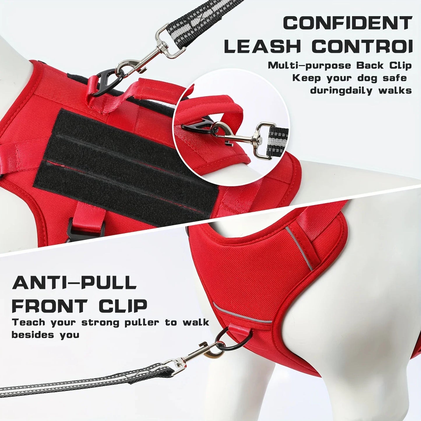 Adjustable No-Pull Design Harness with Reflective Strips
