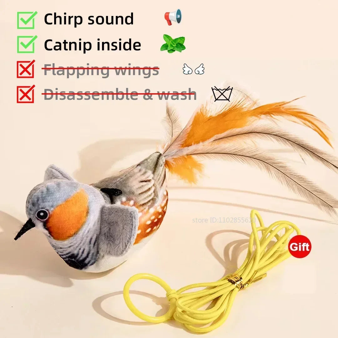 Touch Activated  Chirping Bird, Interactive Cat Toy