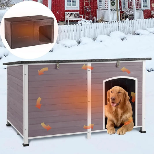 Outdoor Insulated Winter Dog House, 59.1"