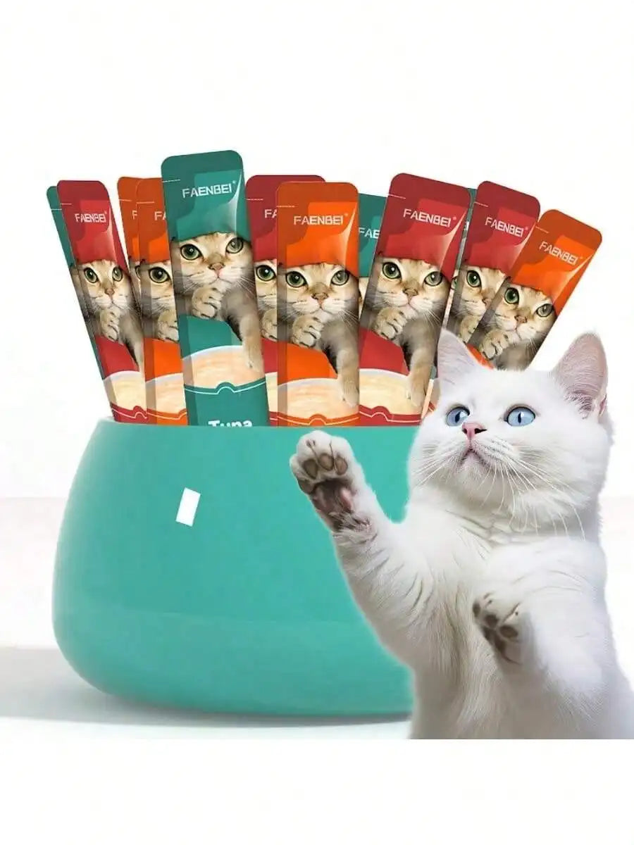 Assorted Cat Treat Pouches, Chicken Egg Yolk/Salmon Krill/Tuna Mussels