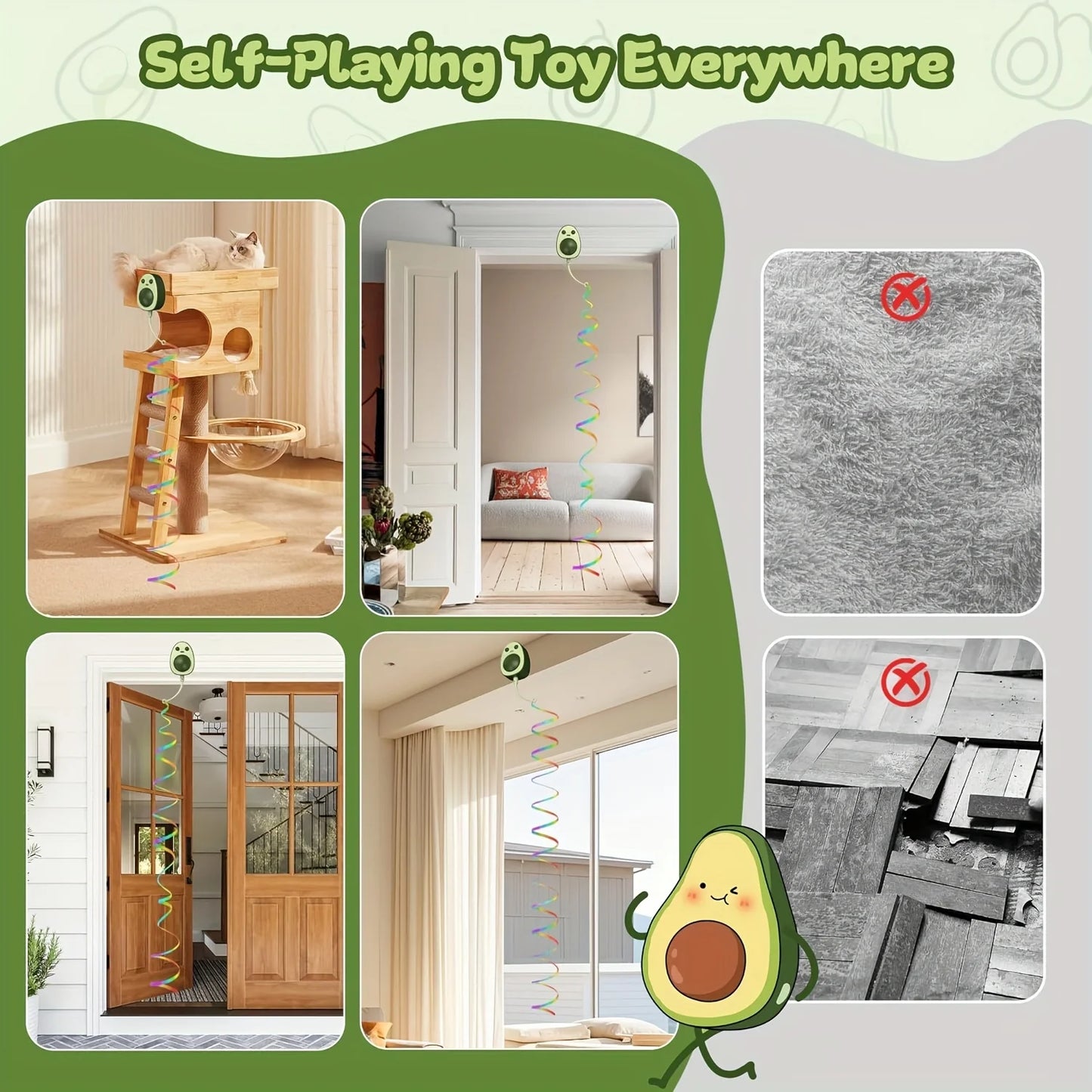 Indoor Wall/Door Mount Adhesive Cat Toy