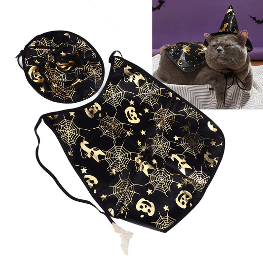 Halloween Pet Costume, Cloak and Hat Set