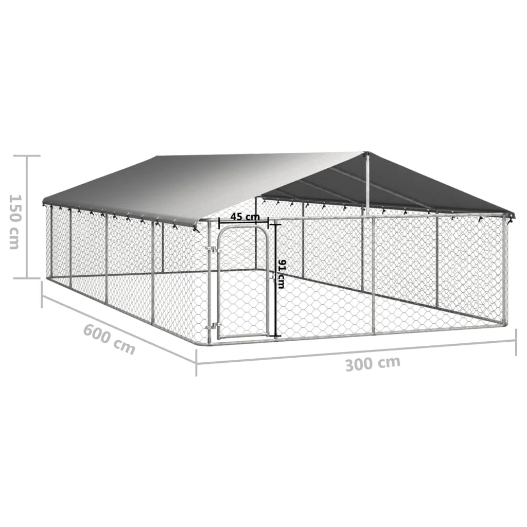 Large Outdoor Galvanized Steel Dog Pen w/Cover