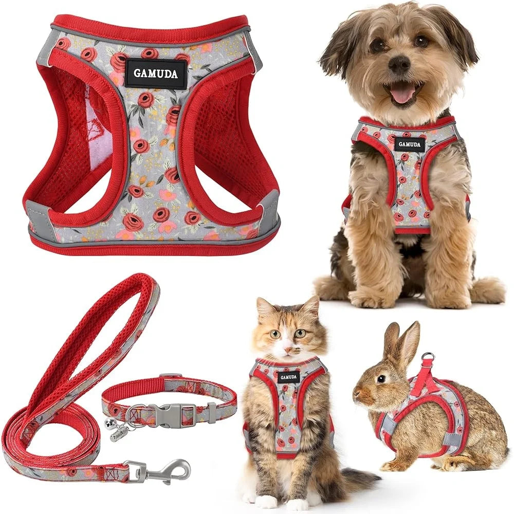Adjustable Harness, Collar, Leash Set for Pets