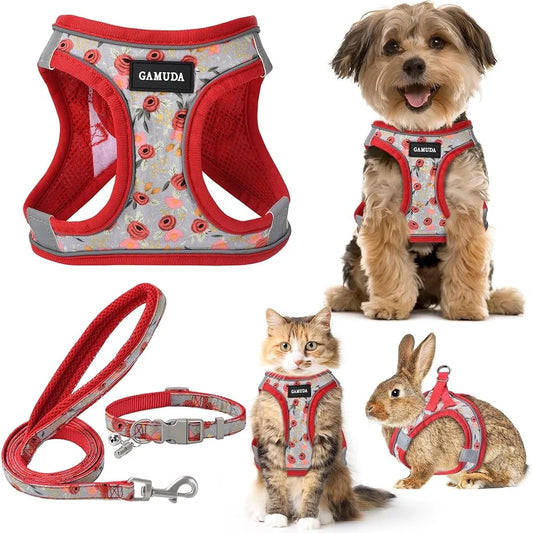 Adjustable Harness, Collar, Leash Set for Pets