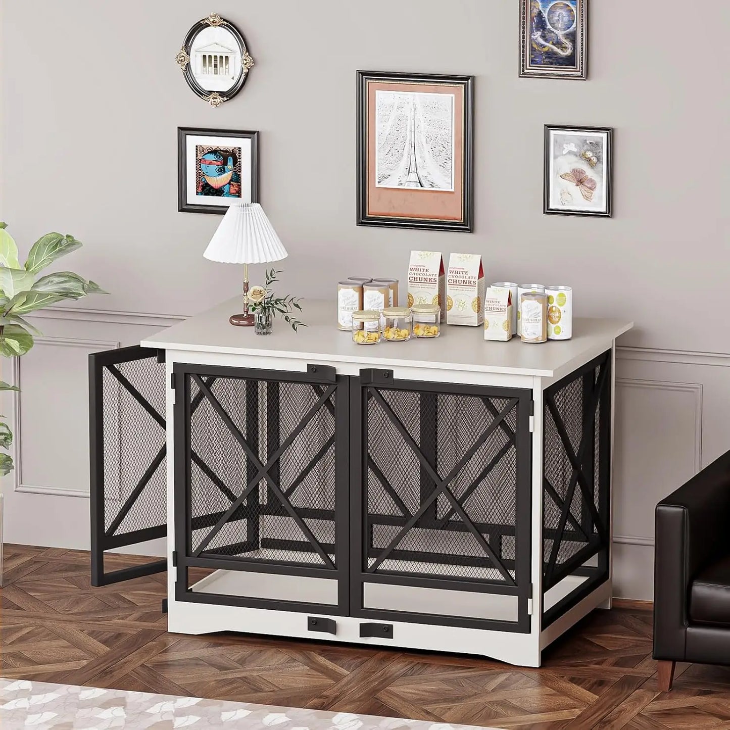Double Door Wooden Furniture Dog Crate for XL Breeds