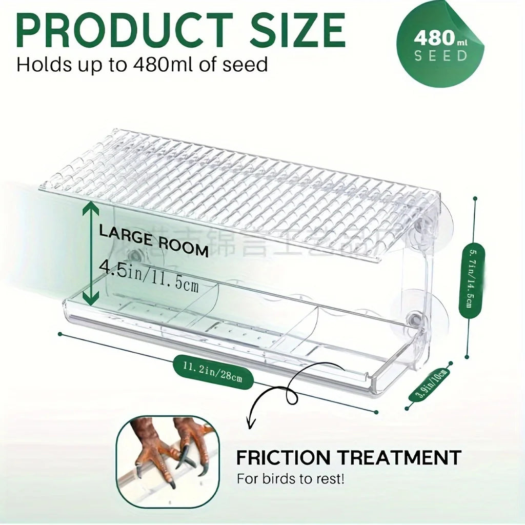 Large Window Bird Feeder with Removable Tray