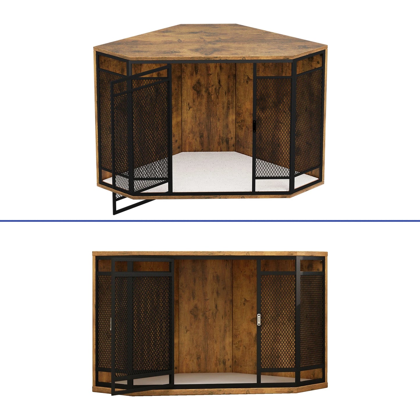 Sturdy Side Table Dog Crate w/Soft Cushion Mat